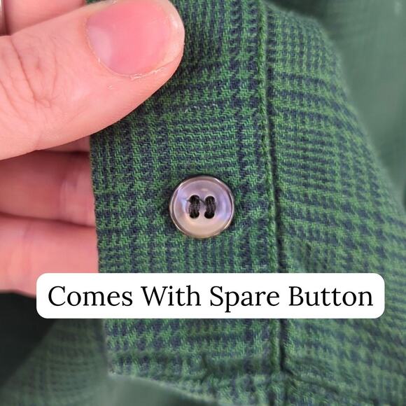 VTG Gap Shirt Mens Medium Button Up Green Plaid Flannel Cotton 90s Utility - Picture 7 of 12